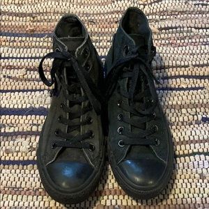 All black high top converse